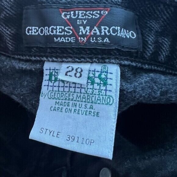 Vintage Guess Faded Black High Rise Tapered Ankle Jeans USA Made Women's Size 28 - Picture 8 of 9